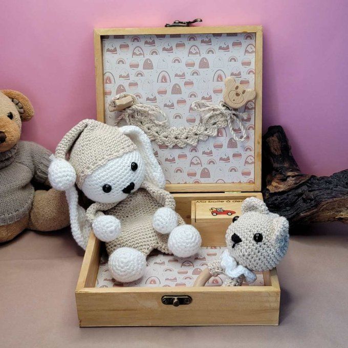 Coffret naissance beige et arbre généaloque